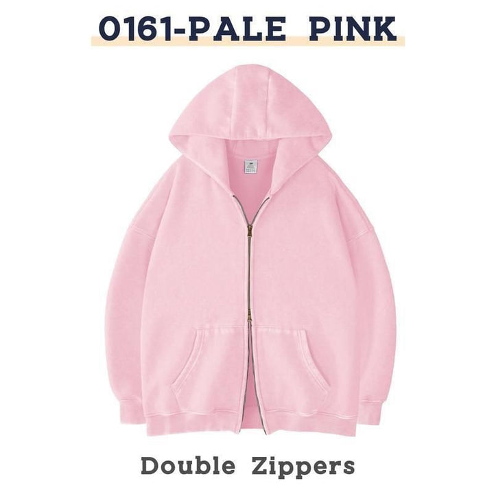 Unisex Oversized Kapuzenjacke mit Doppelreißverschluss und Kängurutaschen Drune