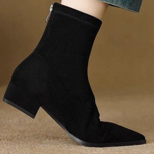 Damen Elegante spitze Stiefeletten mit flexiblem Schaft Drune