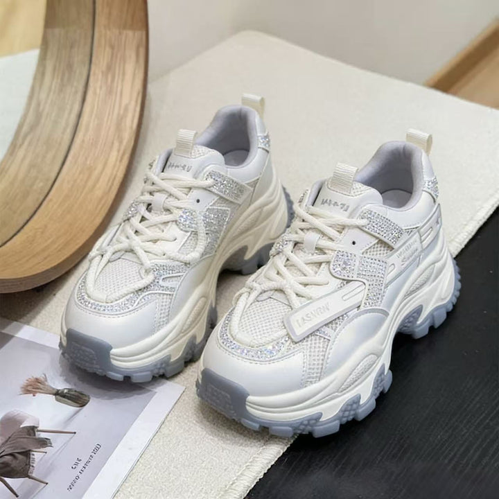 Damen Sportliche Chunky Sneakers mit Glitzer-Elementen und verstärktem Profil Drune