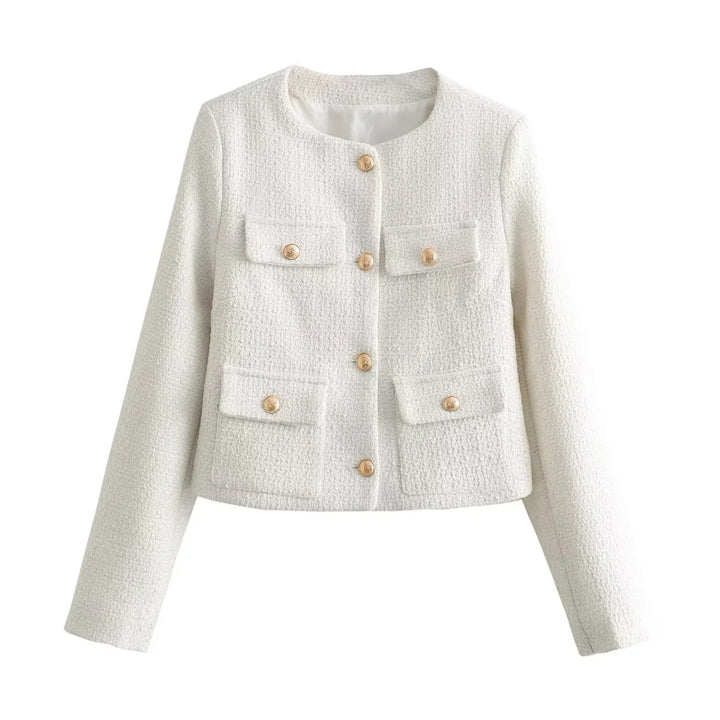 Damen modische Kurzjacke mit zwei praktischen Brusttaschen Drune