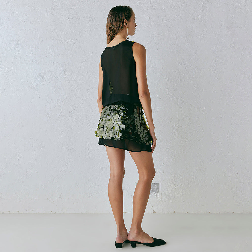 Damen Pailletten Minirock Drune