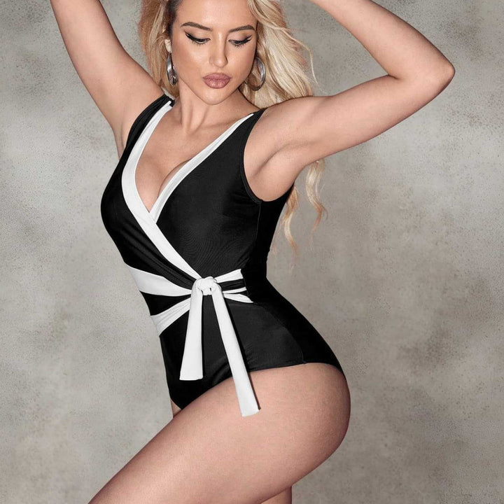 Damen Einteiliger Badeanzug mit elegantem Wickel-Design Drune