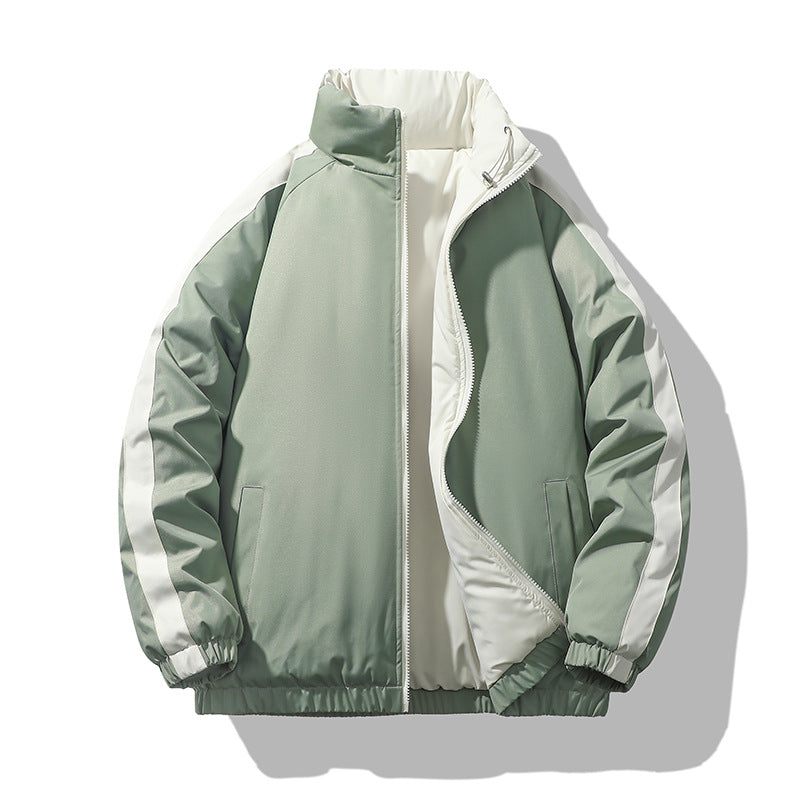 Herren Kurz geschnittene Thermo-Pufferjacke mit hohem, verstellbarem Stehkragen und kontrastierter Innenfütterung Drune