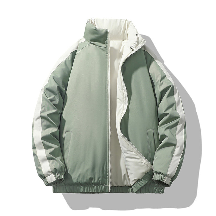 Herren Kurz geschnittene Thermo-Pufferjacke mit hohem, verstellbarem Stehkragen und kontrastierter Innenfütterung Drune