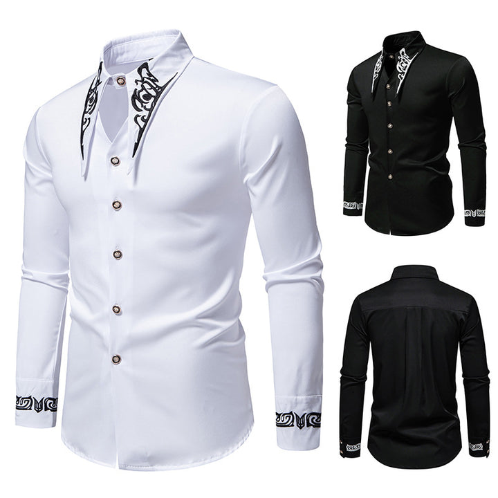Herren Langarmhemd mit ornamentalen Akzenten Drune