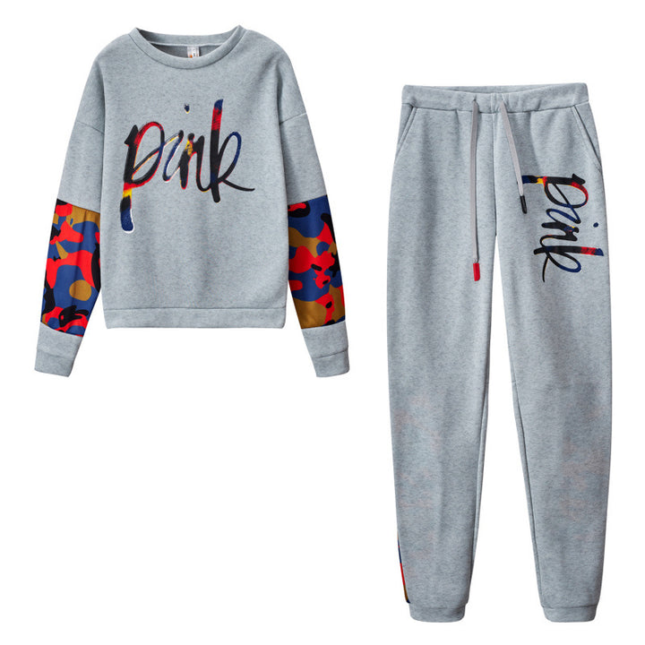 Damen Sportliches Sweatshirt-Set mit bunten Camouflage-Details und komfortablem Schnitt Drune