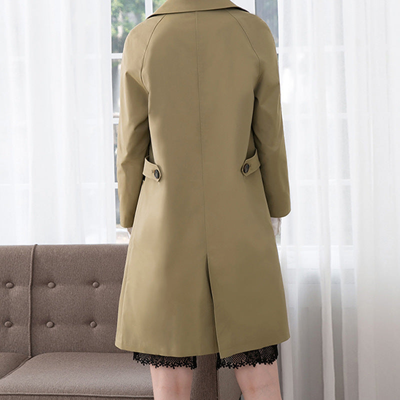 Damen Modische Trenchcoat mit doppelter Knopfleiste Drune