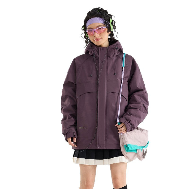 Damen Wasserfeste atmungsaktive Kapuzenjacke im technischen Oversize-Schnitt Drune
