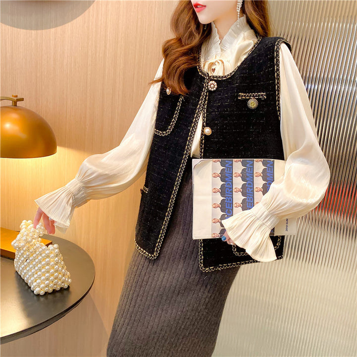 Damen Weste mit eleganten Knöpfen und strukturiertem Design Drune