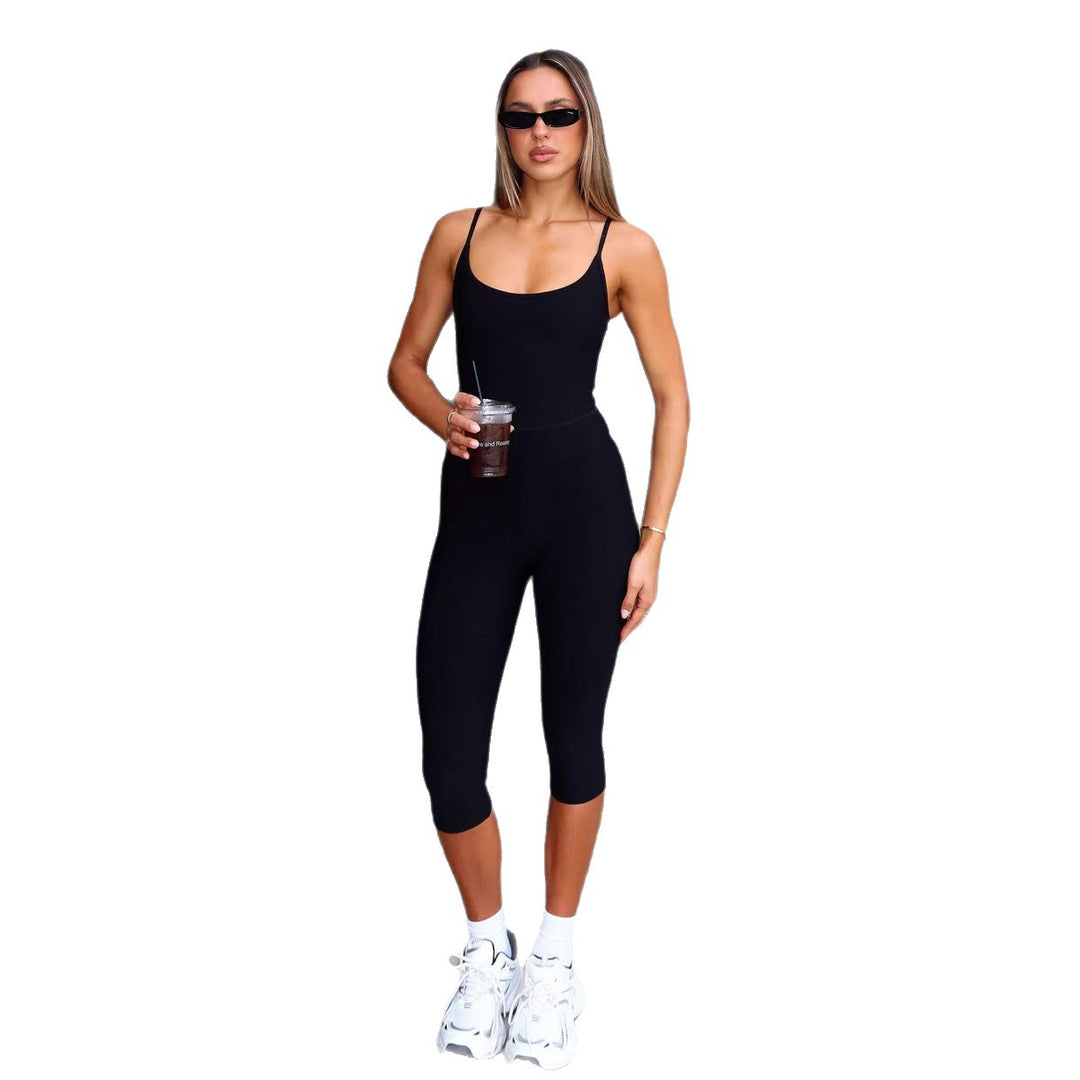 Damen Sportlicher Jumpsuit mit schmalem Schnitt und tiefem Ausschnitt Drune