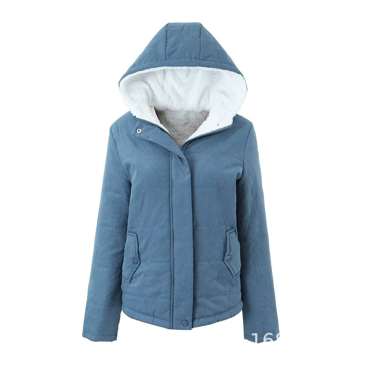 Damen nan gesteppte Kapuzenjacke mit kuscheligem Teddyfutter, verdeckter Reißverschluss und Pattentaschen Drune