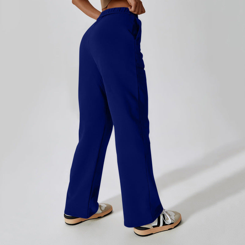 Damen nan weite hochgeschnittene Jogginghose aus weichem Sweat mit elastischem Bund und Eingrifftaschen Drune