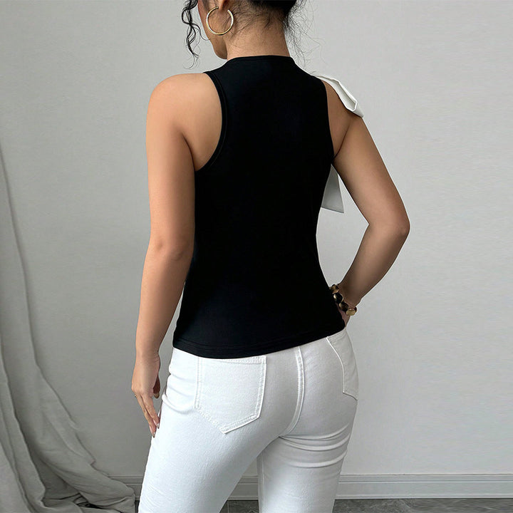 Damen ärmelloses Top mit eleganter Schleifenapplikation Drune
