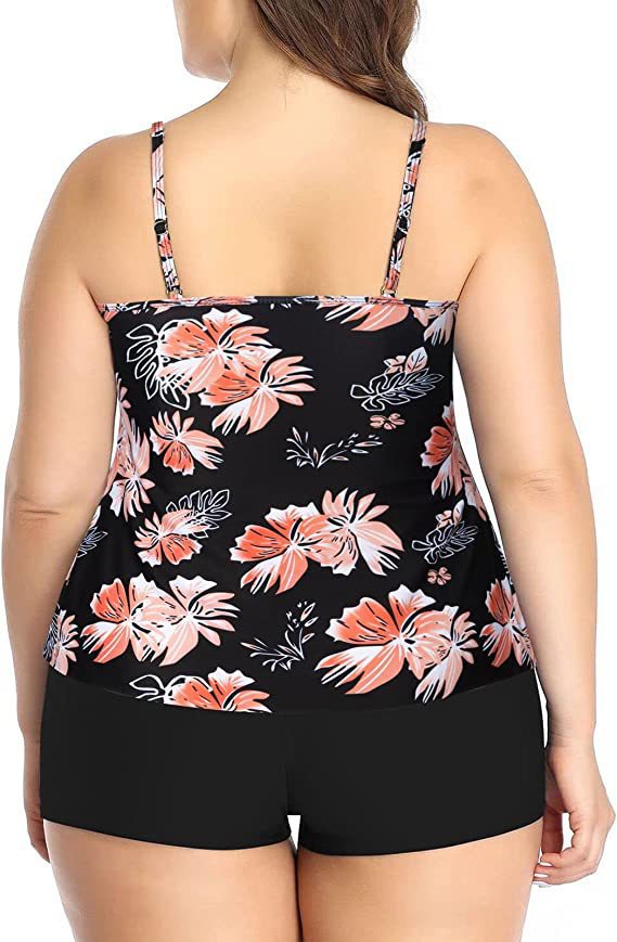 Damen Tankini-Set mit charmantem Flatteroberteil und bequemen Shorts Drune