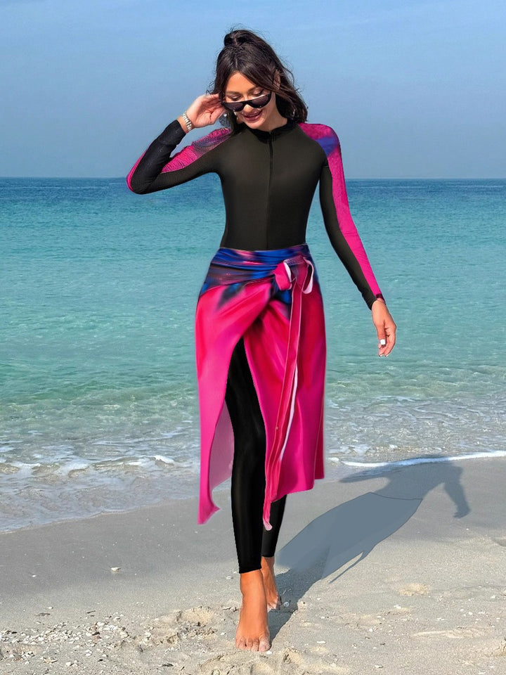 Damen funktionaler Sport-Badeanzug mit Wickelrock Drune