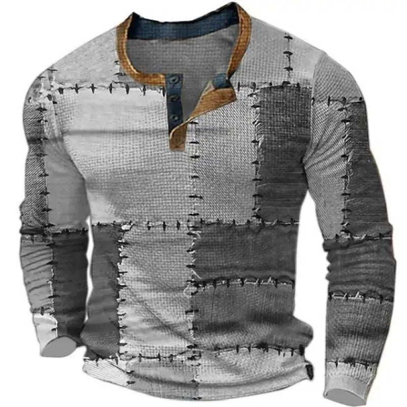 Herren Sportliches Langarmshirt mit Knopfleiste Drune