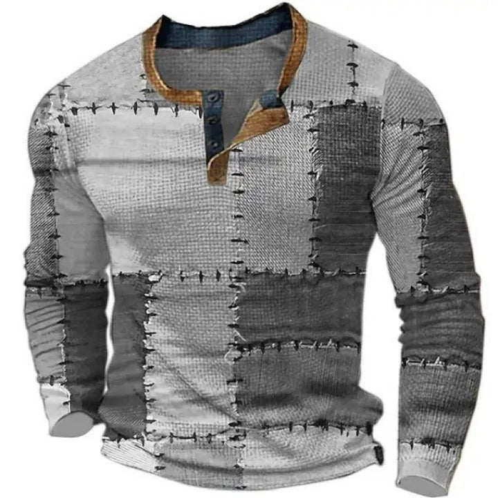 Herren Sportliches Langarmshirt mit Knopfleiste Drune