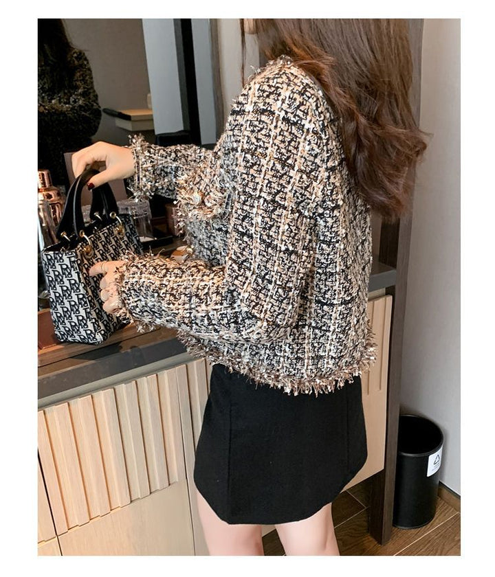 Drune | Tweed-Jacke - Goldenen Knopf Akzente - Klassische Eleganz - Anspruchsvolles Schichten
