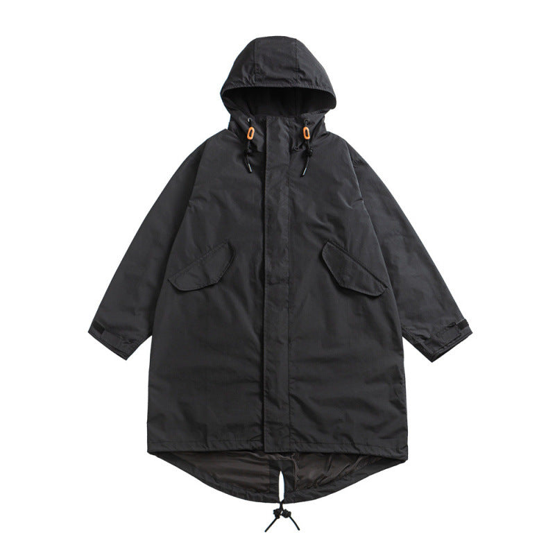 Unisex Oversize Wind- und Wasserdichter Parka mit Kapuze und Fischschwanz-Saum Drune