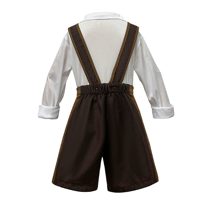 Damen nan folklorisches Trachtenkleid mit Schnürmieder, Carmenbluse und Rüschen-Schürze Drune