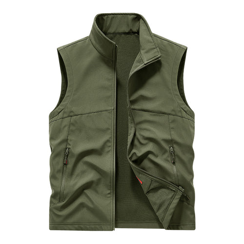 Herren atmungsaktive Softshell-Outdoorweste mit hochschließendem Stehkragen und fleecegefütterter Innenseite Drune