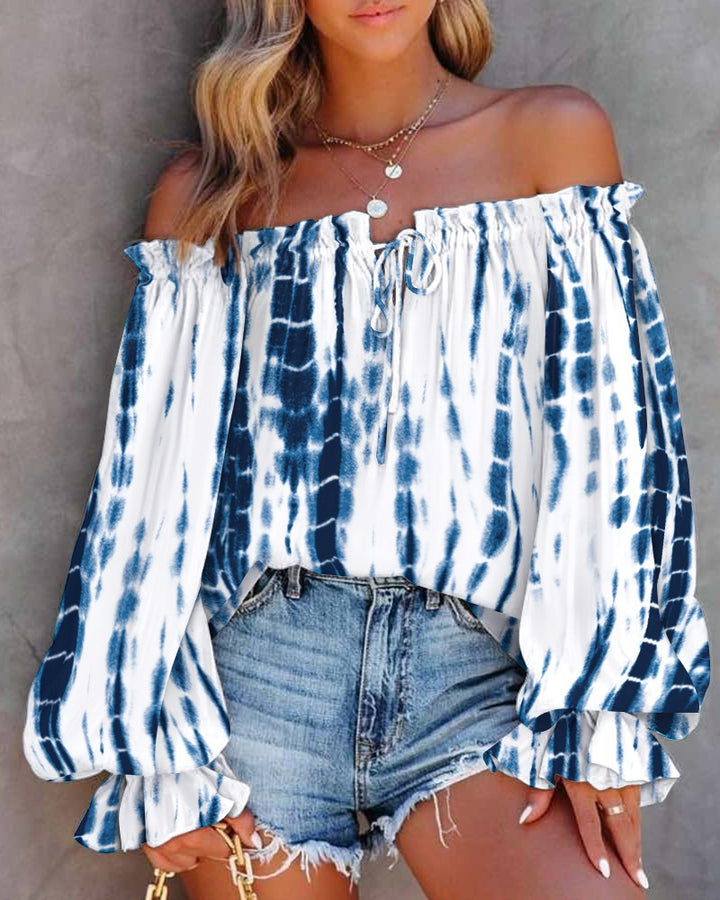 Damen Off-Shoulder Batik Bluse Drune