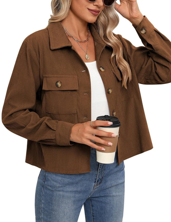 Damen Cordjacke mit zwei Brusttaschen Drune
