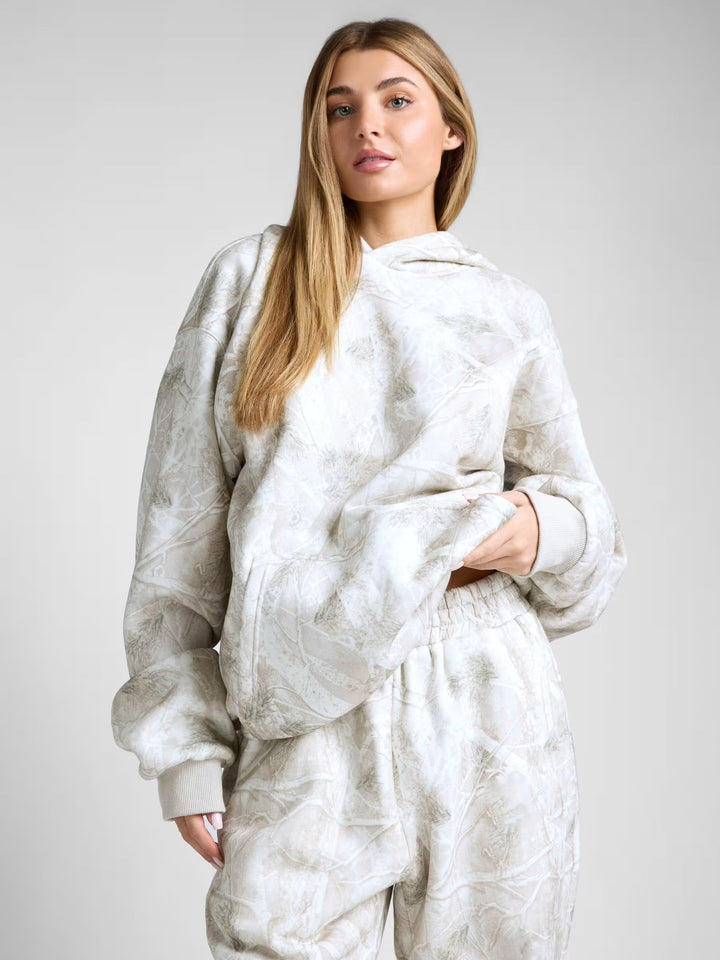 Damen Oversized Kapuzenpullover im Camouflage-Design Drune
