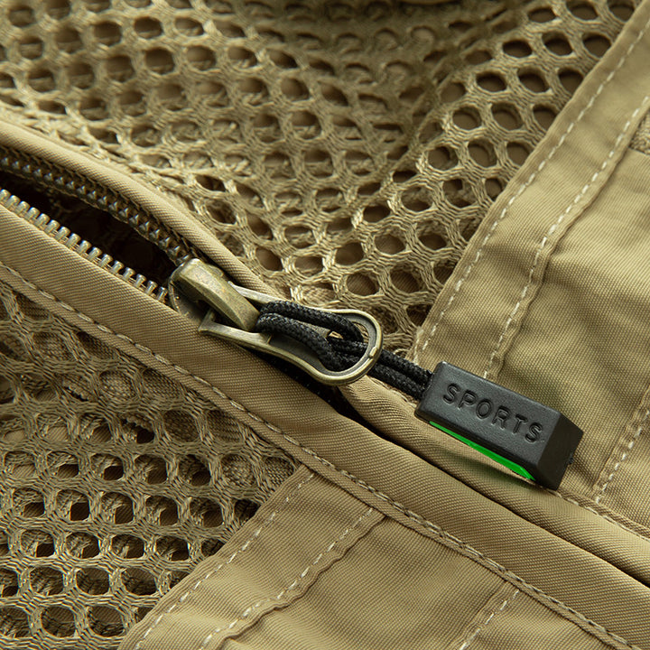 Herren Atmungsaktive Angler- und Fotografenweste mit Mesh‑Paneelen, Multifachtaschen und Zweiwege‑Reißverschluss Drune