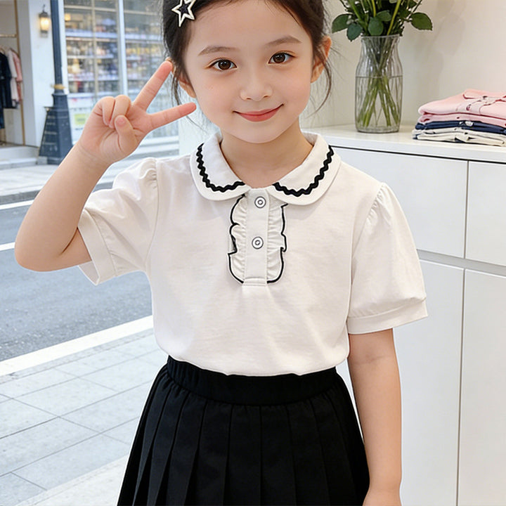 Mädchen modische Bluse mit Rüschendetails Drune