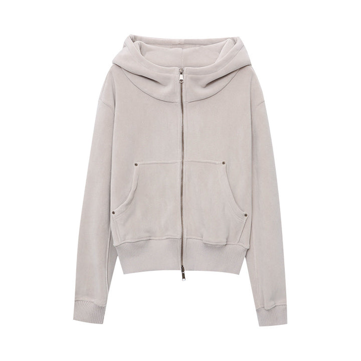 Damen lässige Kapuzenjacke mit weichem Fleece-Futter und praktischen Taschen Drune