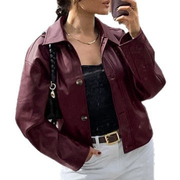 Damen Kunstlederjacke im modischen Oversized-Schnitt Drune