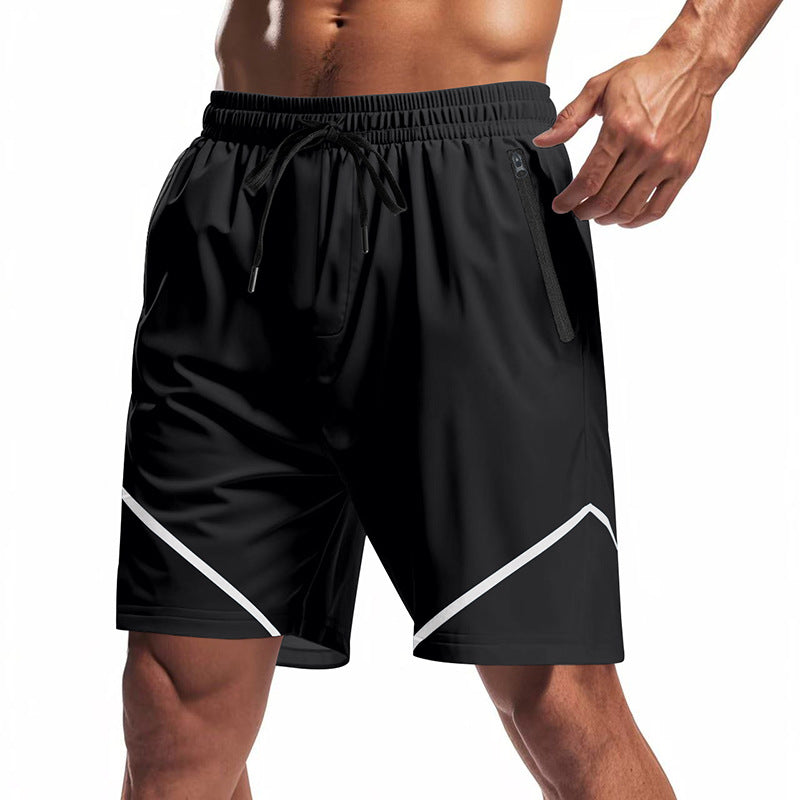 Herren nan atmungsaktive Trainingsshorts mit Reißverschlusstaschen und elastischem Tunnelzugbund Drune