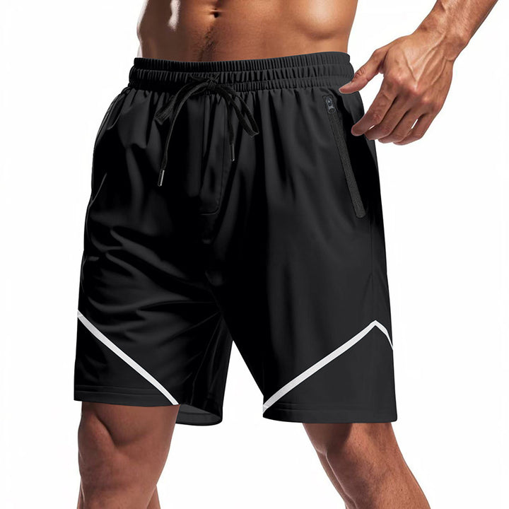 Herren nan atmungsaktive Trainingsshorts mit Reißverschlusstaschen und elastischem Tunnelzugbund Drune