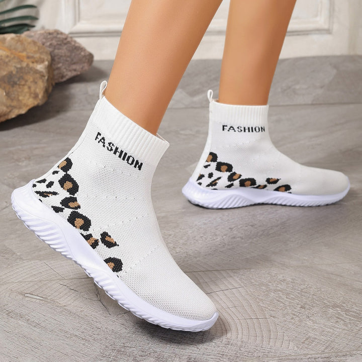 Damen modische Sockensneaker mit animalischem Muster und elastischem Obermaterial Drune