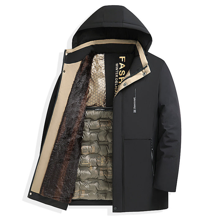 Herren Warm gefütterte Steppjacke mit Kapuze Drune