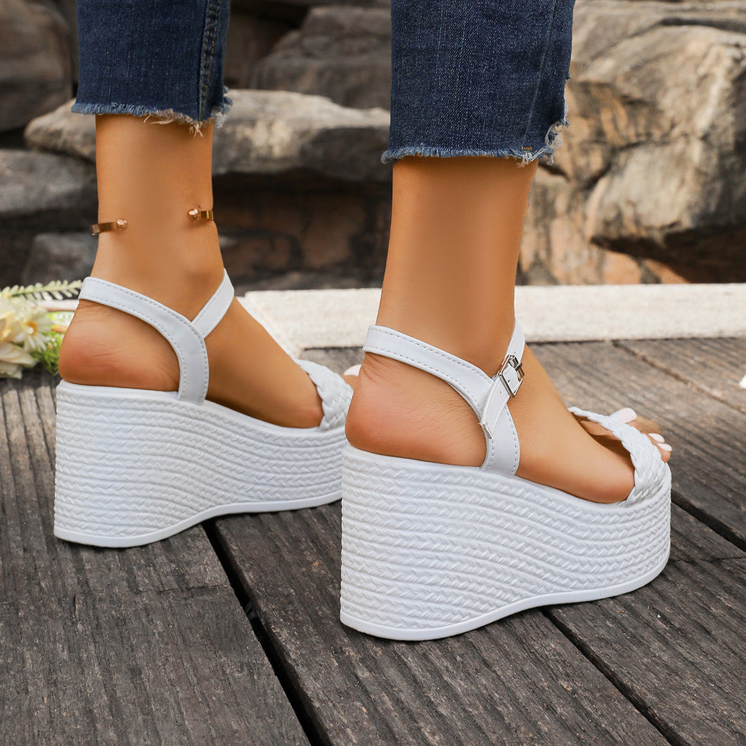 Damen Plateau-Sandalen mit geflochtenem Riemendesign Drune