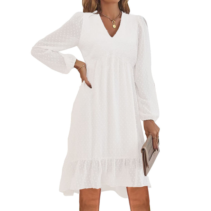 Damen Blusenkleid mit voluminösen Ärmeln und Rüschenabschluss Drune