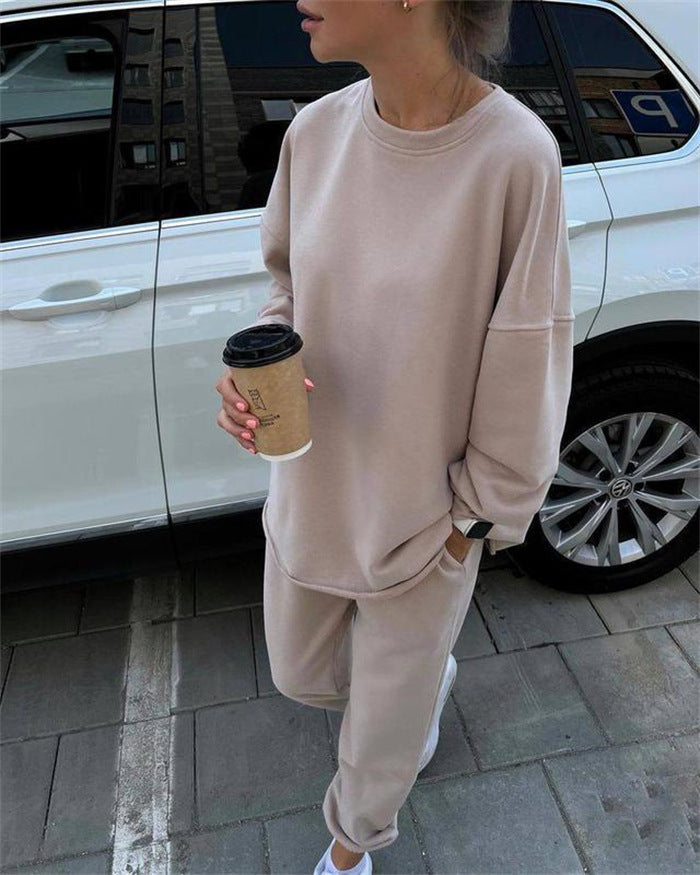 Damen kuscheliges oversized Sweatshirt und Jogginghose Set aus French Terry Drune