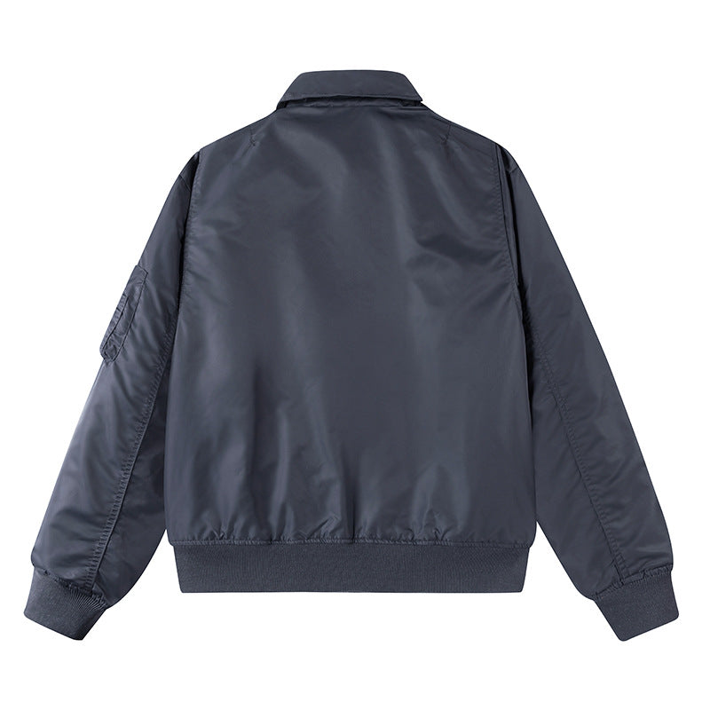 Herren  Boxy Kragen Zip-Front Bomberjacke mit übergroßen schrägen Klappentaschen und Utility-Tasche am Ärmel Drune