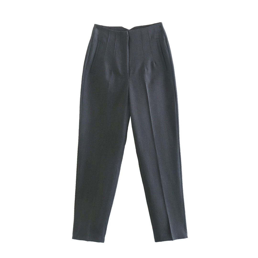 Damen Hochtaillierte tapered Anzughose mit Bügelfalte und Paspeltaschen Drune