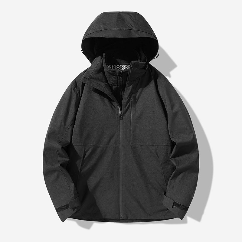 Herren Wasserdichte technische Softshell-Hybridjacke mit integriertem Fleecefutter und verstellbarer Kapuze Drune