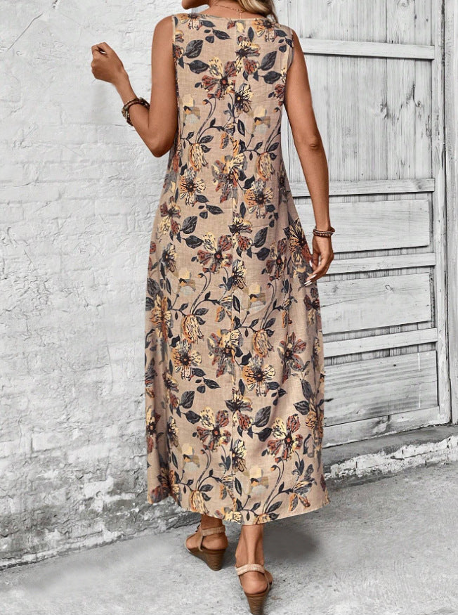 Damen Langes Sommerkleid mit floralem Muster und elegantem Schnitt Drune