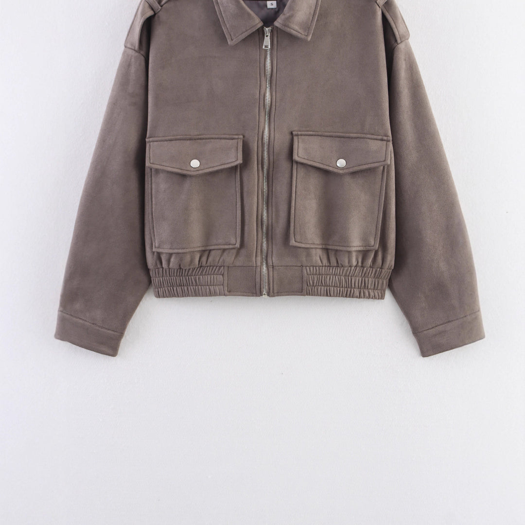 Damen trendige Oversized-Cordjacke mit praktischen Taschen und modischen Schulterdetails Drune