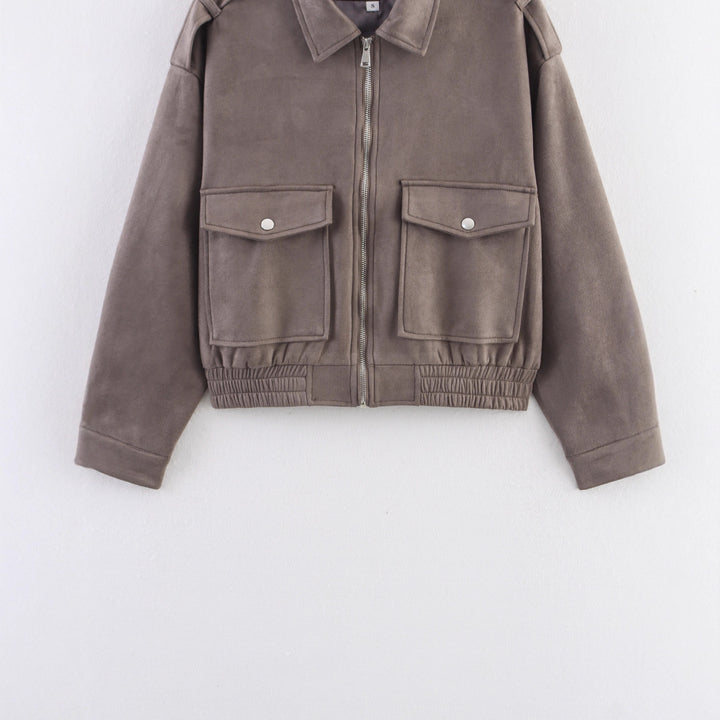 Damen trendige Oversized-Cordjacke mit praktischen Taschen und modischen Schulterdetails Drune