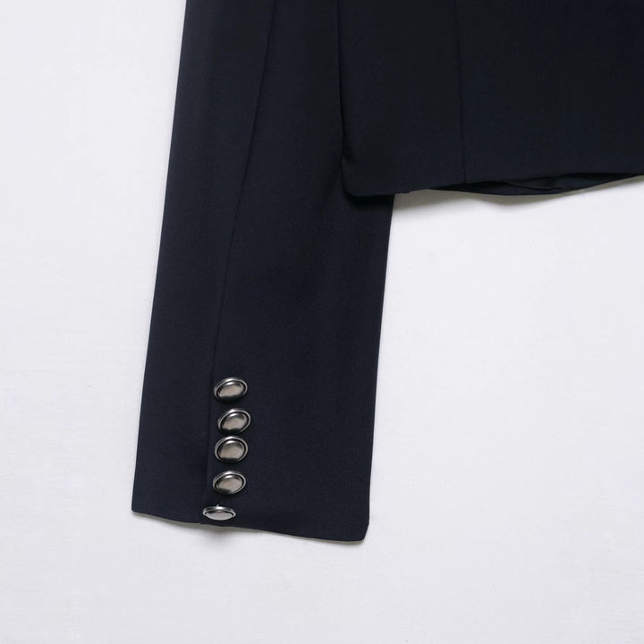 Damen Cropped militärinspirierte Kurzjacke mit Stehkragen und Zierkordeln Drune