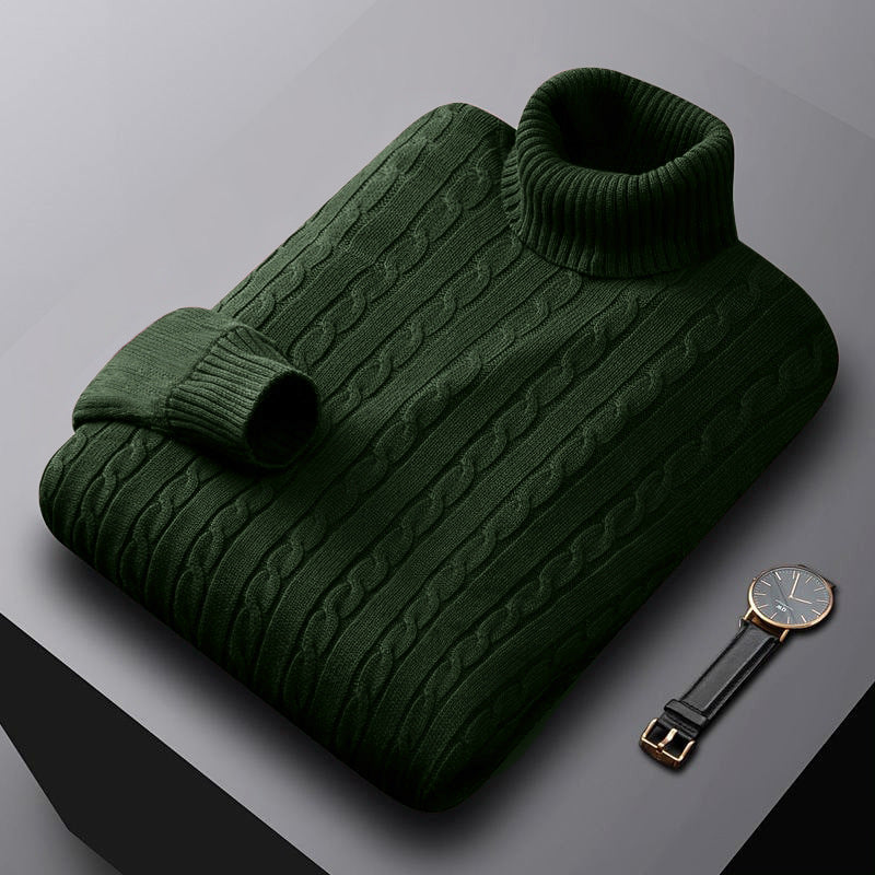 Herren nan grob gestrickter Rollkragenpullover mit Zopfmuster und wärmender Strickstruktur Drune