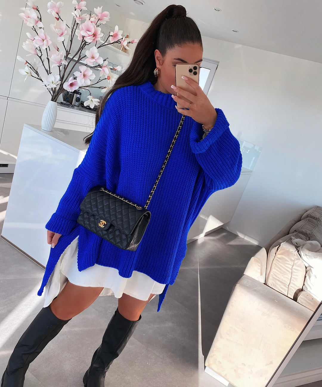 Damen Oversized Strickpullover mit lässigem Schnitt und weit geschnittenen Ärmeln Drune