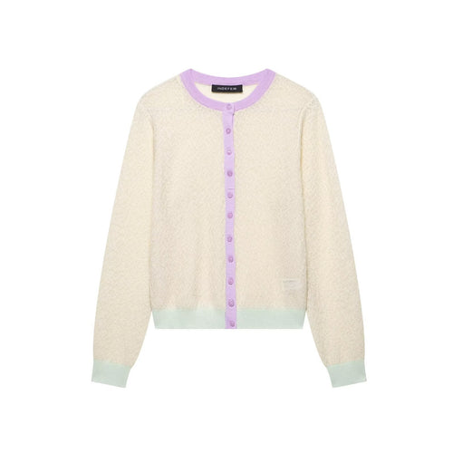 Damen Strickjacke mit zartem Muster und farblich abgesetzten Details Drune