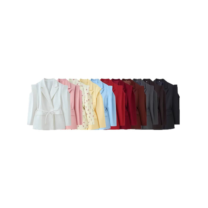 Damen Blazer mit Cut-Out‑Schultern, Taillengürtel und Pattentaschen Drune